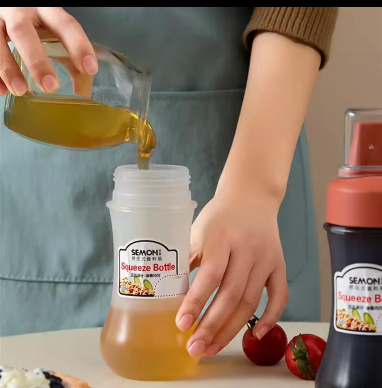 5-Hole Squeeze Sauce Bottle (Pack of 3) – Multi-Nozzle Dispenser