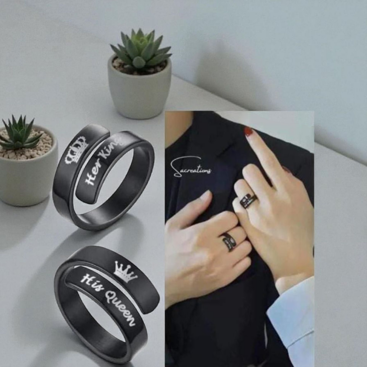 Customize Couple Ring – Adjustable Size (Black)