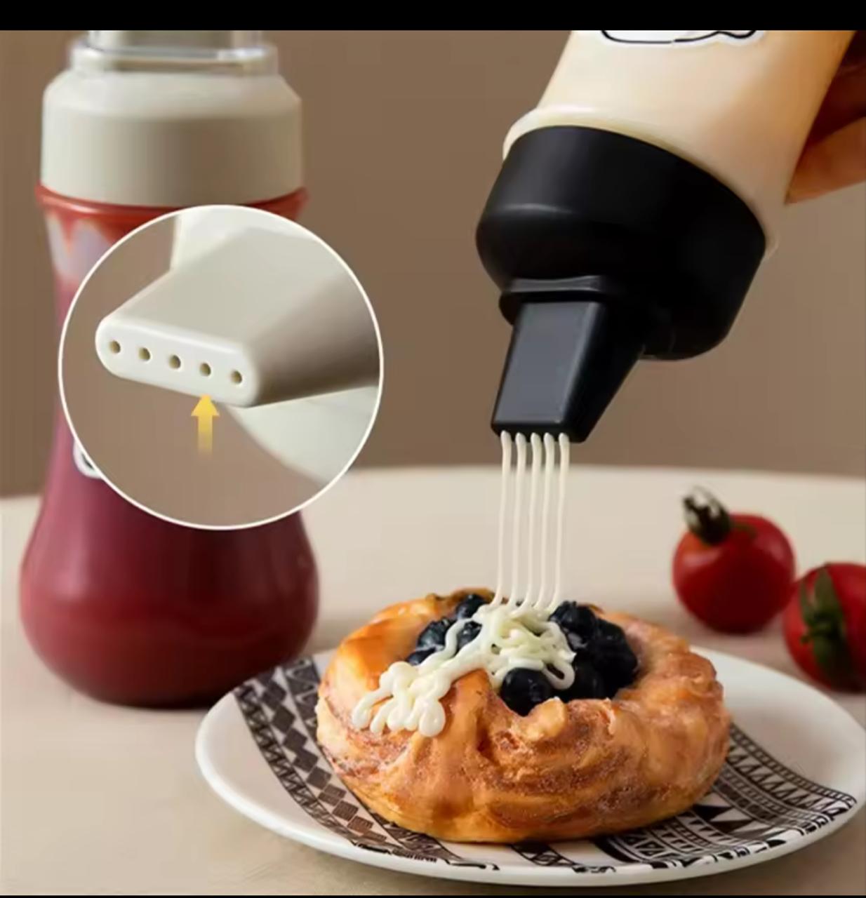 5-Hole Squeeze Sauce Bottle (Pack of 3) – Multi-Nozzle Dispenser