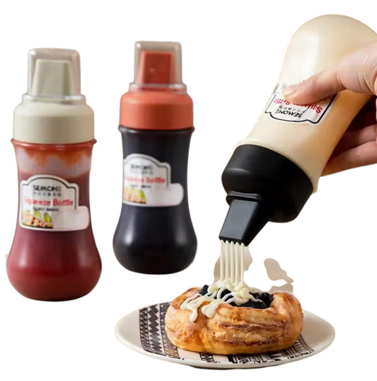 5-Hole Squeeze Sauce Bottle (Pack of 3) – Multi-Nozzle Dispenser