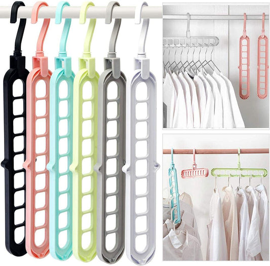 9 Hole Magic Rotating Hanger | Smart Cloth Organizer (Pack of 6) 🔄👚